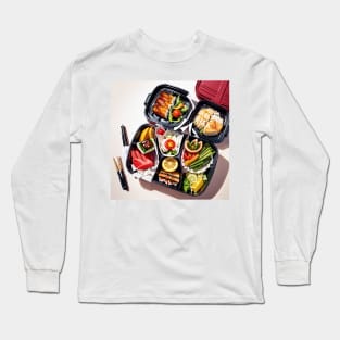 Poodle Pattern Hidden in Sushi Illustration Long Sleeve T-Shirt